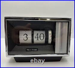 Retro RHYTHM Japan NO 16506 FLIP Clock Vintage Mantel Alarm (wind-up)