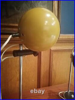 Retro Vintage 1960s Eyeball Yellow Table Desk Lamp