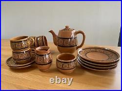 Retro Vintage Handmade Greek Pottery Tea Set 1971