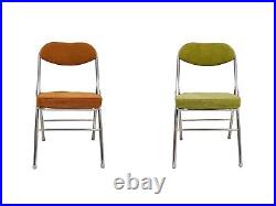 Retro stainless steel corduroy folding chair 2 & 4 set