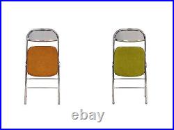 Retro stainless steel corduroy folding chair 2 & 4 set