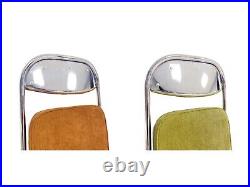 Retro stainless steel corduroy folding chair 2 & 4 set