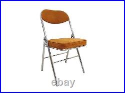 Retro stainless steel corduroy folding chair brown 2 & 4 set