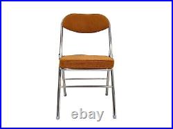 Retro stainless steel corduroy folding chair brown 2 & 4 set