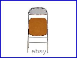 Retro stainless steel corduroy folding chair brown 2 & 4 set