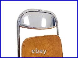 Retro stainless steel corduroy folding chair brown 2 & 4 set