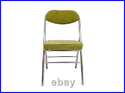 Retro stainless steel corduroy folding chair green 2 & 4 set