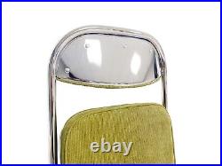 Retro stainless steel corduroy folding chair green 2 & 4 set