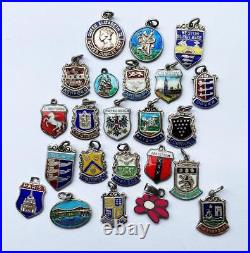 SILVER ENAMEL CHARMS COLLECTION VINTAGE x 23