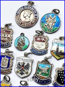 SILVER ENAMEL CHARMS COLLECTION VINTAGE x 23