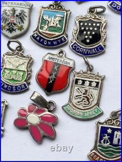 SILVER ENAMEL CHARMS COLLECTION VINTAGE x 23