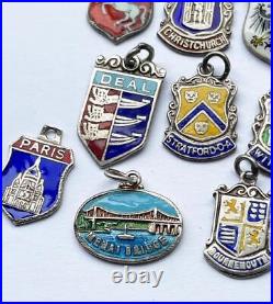 SILVER ENAMEL CHARMS COLLECTION VINTAGE x 23