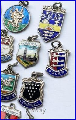 SILVER ENAMEL CHARMS COLLECTION VINTAGE x 23