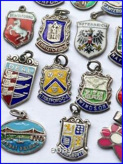 SILVER ENAMEL CHARMS COLLECTION VINTAGE x 23