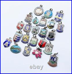 SILVER ENAMEL CHARMS COLLECTION VINTAGE x 23