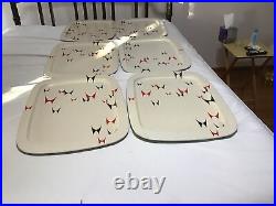 Set Of 6 Mid Century Retro Modern Atomic Lith-O-Ware Metal Tretables Top No Legs