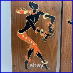 Set Of Two Jonero MCM Wood Wall Plaques Retro 1960's Dancers