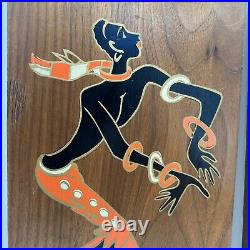 Set Of Two Jonero MCM Wood Wall Plaques Retro 1960's Dancers