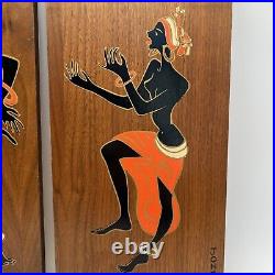 Set Of Two Jonero MCM Wood Wall Plaques Retro 1960's Dancers