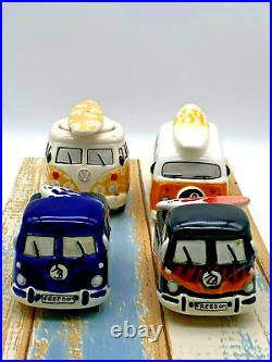 Set of four collectible ceramic vintage vehicles/ dishes/ spice pots