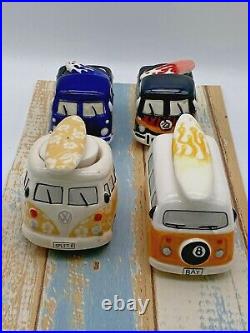 Set of four collectible ceramic vintage vehicles/ dishes/ spice pots