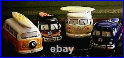 Set of four collectible ceramic vintage vehicles/ dishes/ spice pots