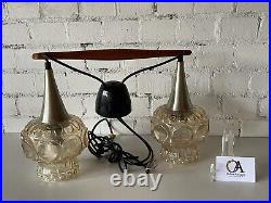 Stunning Mid Century circa 1970's Retro Teak Scandinavian Style Ceiling Lights