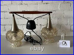 Stunning Mid Century circa 1970's Retro Teak Scandinavian Style Ceiling Lights