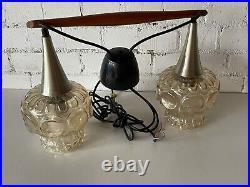 Stunning Mid Century circa 1970's Retro Teak Scandinavian Style Ceiling Lights