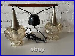 Stunning Mid Century circa 1970's Retro Teak Scandinavian Style Ceiling Lights