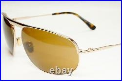 Tom Ford Sunglasses Gabe Gold Pilot Wrap Brown Metal FT0774 TF 774 28E 63mm