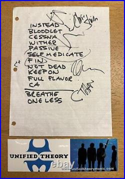 Unified Theory Signed Set List Chris Shinn, Chris Thorn, Brad Smith, Dave Krusen