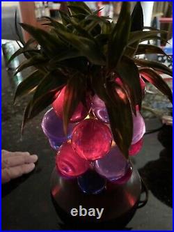 VHTF SOLID BLUE 1960-70's Lucite Grape Pineapple Retro Tiki Lamp Kitschy MCM