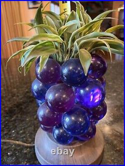 VHTF SOLID BLUE 1960-70's Lucite Grape Pineapple Retro Tiki Lamp Kitschy MCM