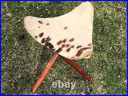 VTG ReTrO MID CENTURY COWHIDE TRIPOD LEG FOOTSTOOL MCM