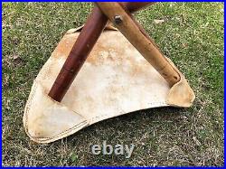 VTG ReTrO MID CENTURY COWHIDE TRIPOD LEG FOOTSTOOL MCM