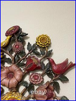 Vintage 1965 Syroco Birds & Flowers Resin Wall Art Mid Century Retro Plaque USA