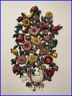 Vintage 1965 Syroco Birds & Flowers Resin Wall Art Mid Century Retro Plaque USA