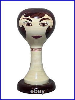 Vintage 1968 Retro Mid Century Modern 60s Wig Stand by Stangl Pottery Brunette