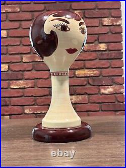 Vintage 1968 Retro Mid Century Modern 60s Wig Stand by Stangl Pottery Brunette