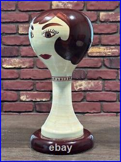 Vintage 1968 Retro Mid Century Modern 60s Wig Stand by Stangl Pottery Brunette