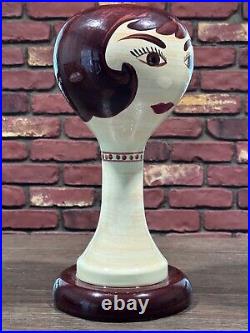 Vintage 1968 Retro Mid Century Modern 60s Wig Stand by Stangl Pottery Brunette