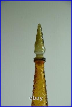 Vintage Amber Wave Pattern Glass Genie Bottle Retro Decorative Bottle