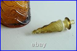 Vintage Amber Wave Pattern Glass Genie Bottle Retro Decorative Bottle