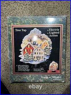 Vintage Bradford Christmas Rotating Motion Tree Top Topper Santa & Reindeer