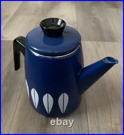 Vintage Catherine Holm Enamel Lotus Coffee Pot Blue Norway Retro 60's