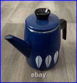 Vintage Catherine Holm Enamel Lotus Coffee Pot Blue Norway Retro 60's