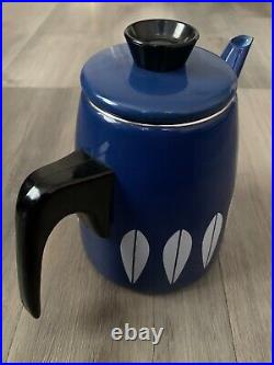 Vintage Catherine Holm Enamel Lotus Coffee Pot Blue Norway Retro 60's