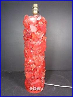 Vintage Chunky Lucite Red Rock Table Lamp STUNNING 46cm