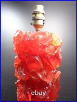 Vintage Chunky Lucite Red Rock Table Lamp STUNNING 46cm